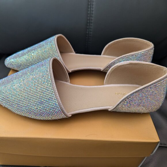 NwoB Iridescent Rhinestone D'Orsay Pointed Toe Flats - TTS 8 - Picture 3 of 8